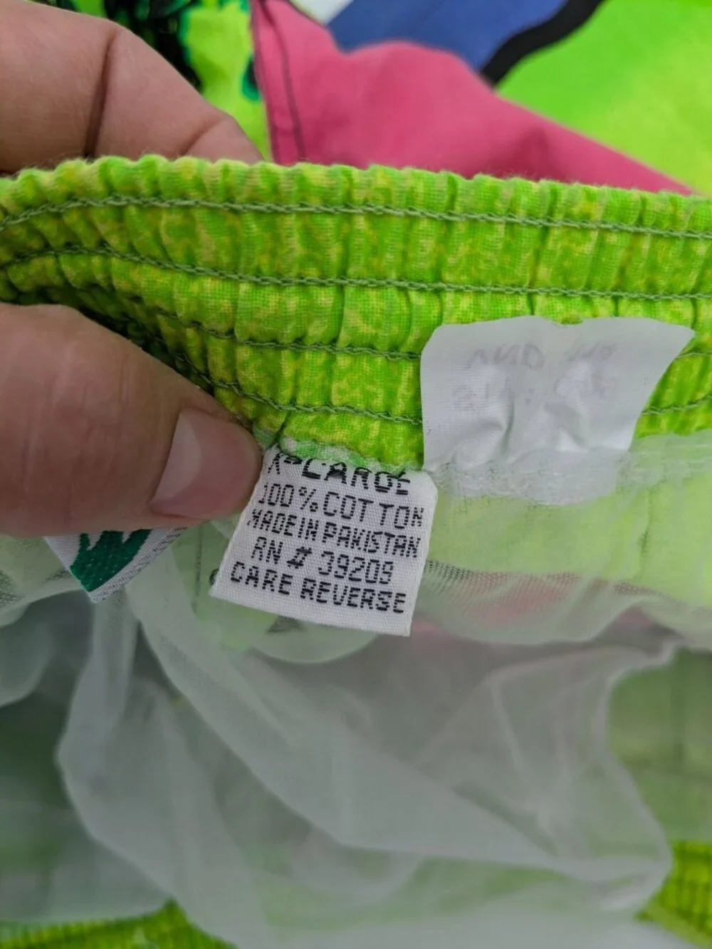 Vtg‎ Pacific Scene Neon Striped Swim Trunks Tropical Y2K Palm Beach Retro XLarge
